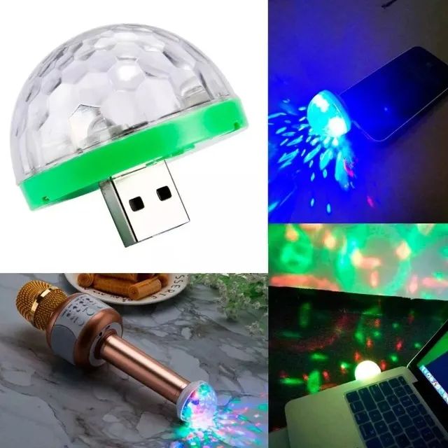 Mini Lâmpada Led Globo Giratória Rgb Magic Ball Para Celular - COD 982 - Foto 3