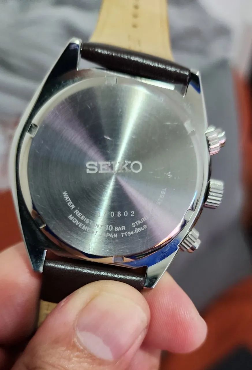 Relógio Seiko cronógrafo pulseira de couro  - Foto 3