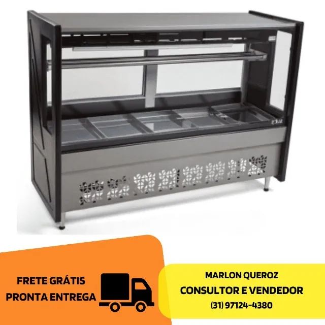 Balcão de Açougue 1,75M Preto com Tendal Polar