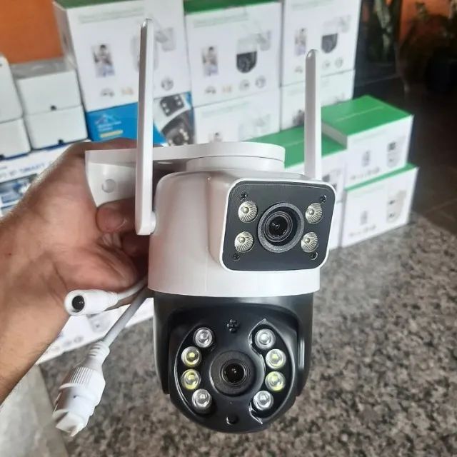 Câmera de Segurança Wifi Dupla 360 - Visão Noturna - Microfone ...