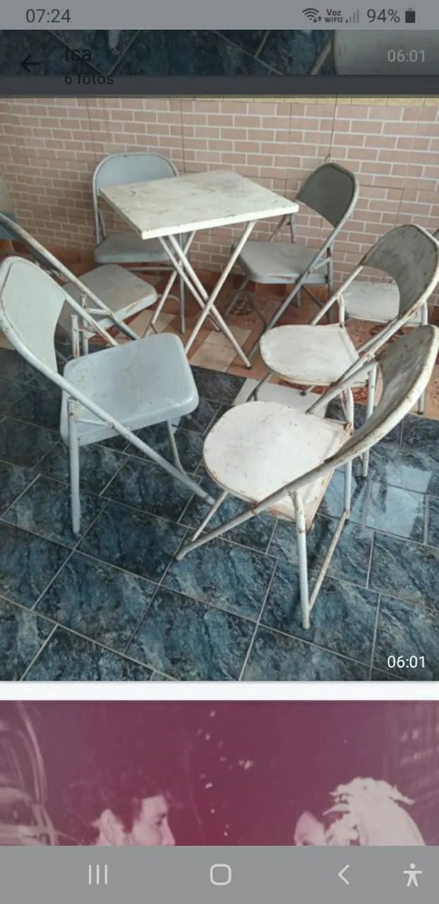 Mesa e 07 cadeiras em aço  - Foto 2