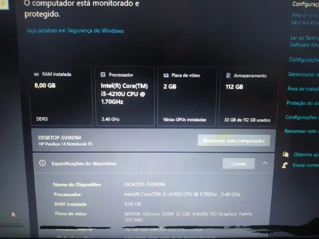 NOTEBOOK HP 8GB RAM CORE i5 COM SSD
