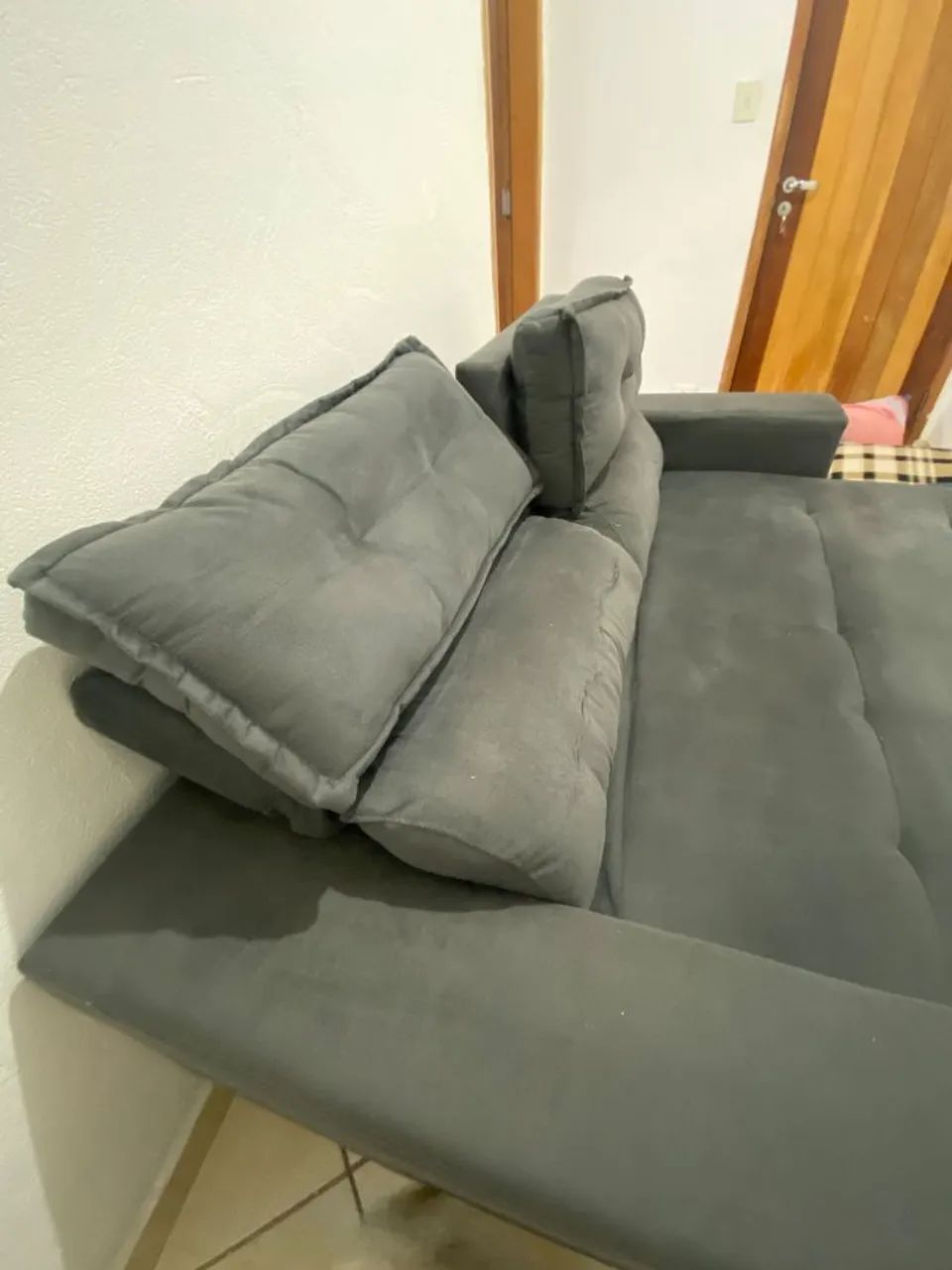 Sofá-cama 2 lugares cinza  - Foto 4
