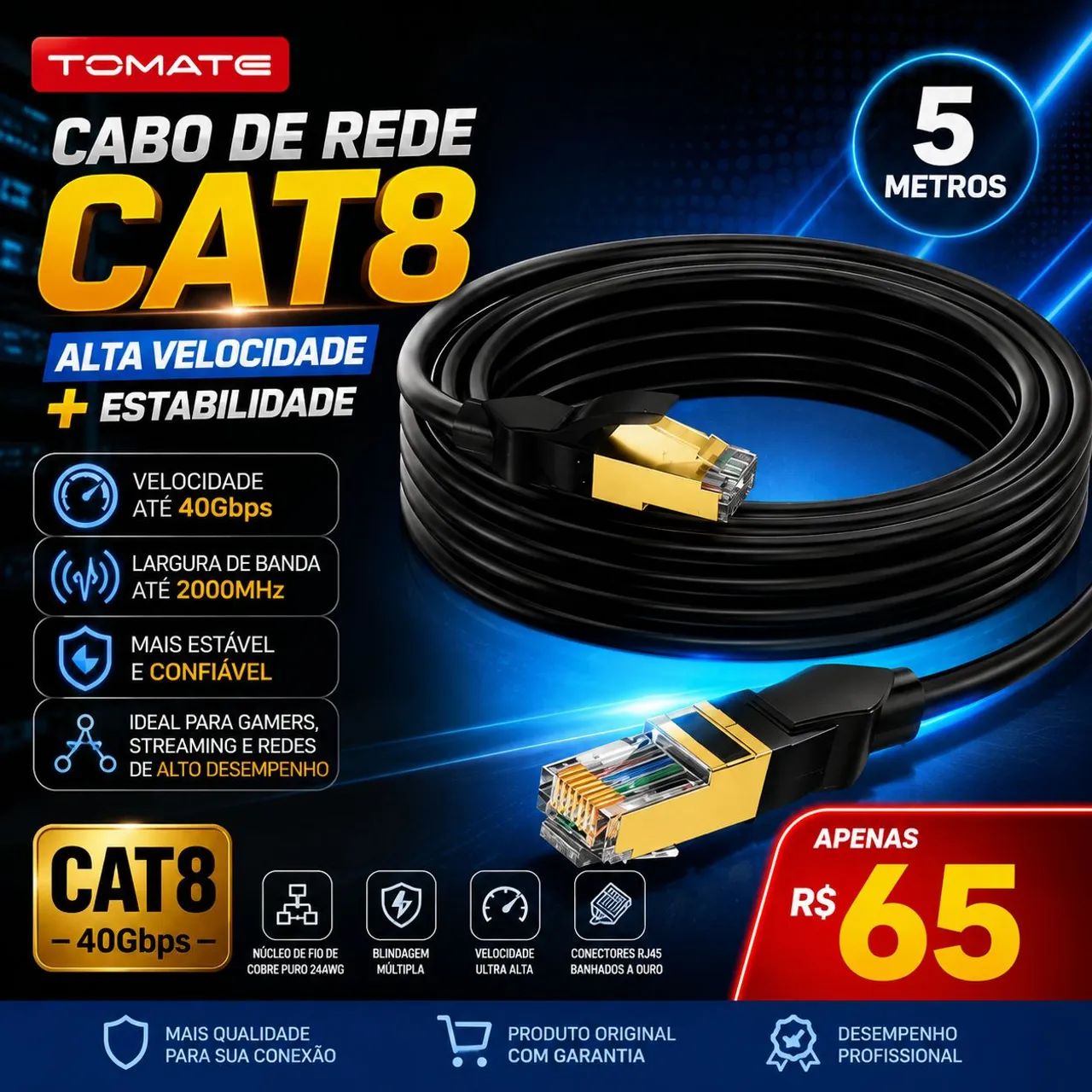 Cabo rede cat8 5 metro 