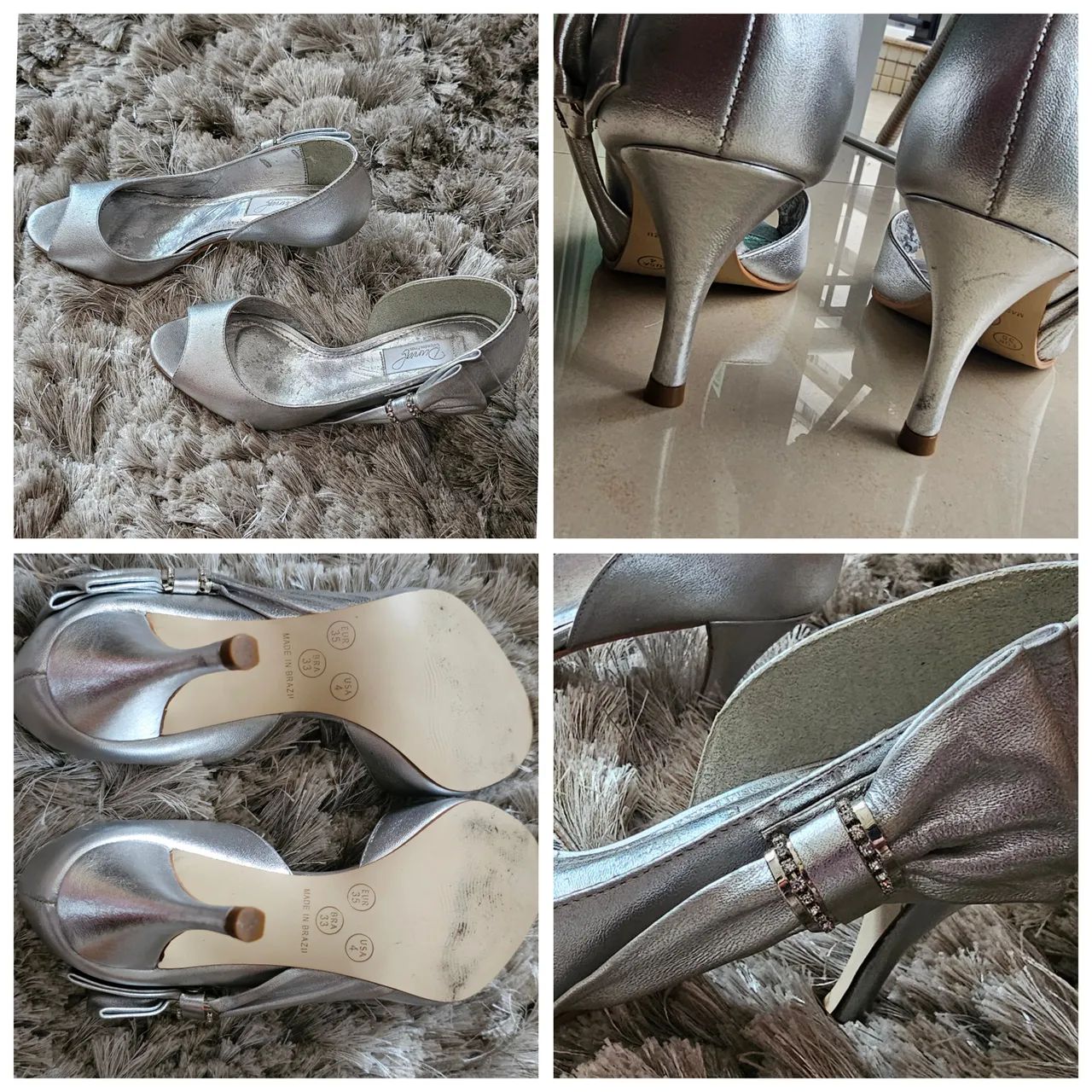 Silver Formal Peep-Toe Shoe (33)