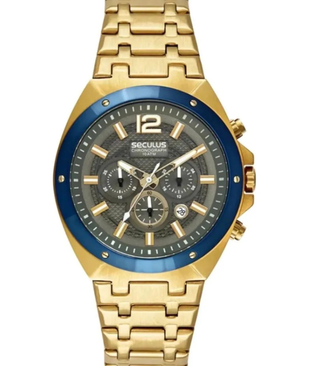 Relógio seculus masculino dourado  - Foto 2