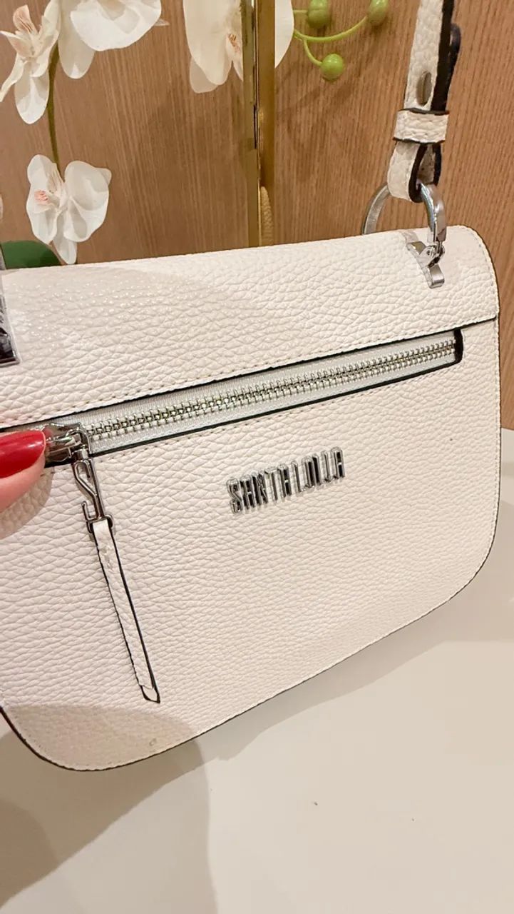 Bolsa Santa Lolla Branca em Couro com Alça Regulável  - Foto 2