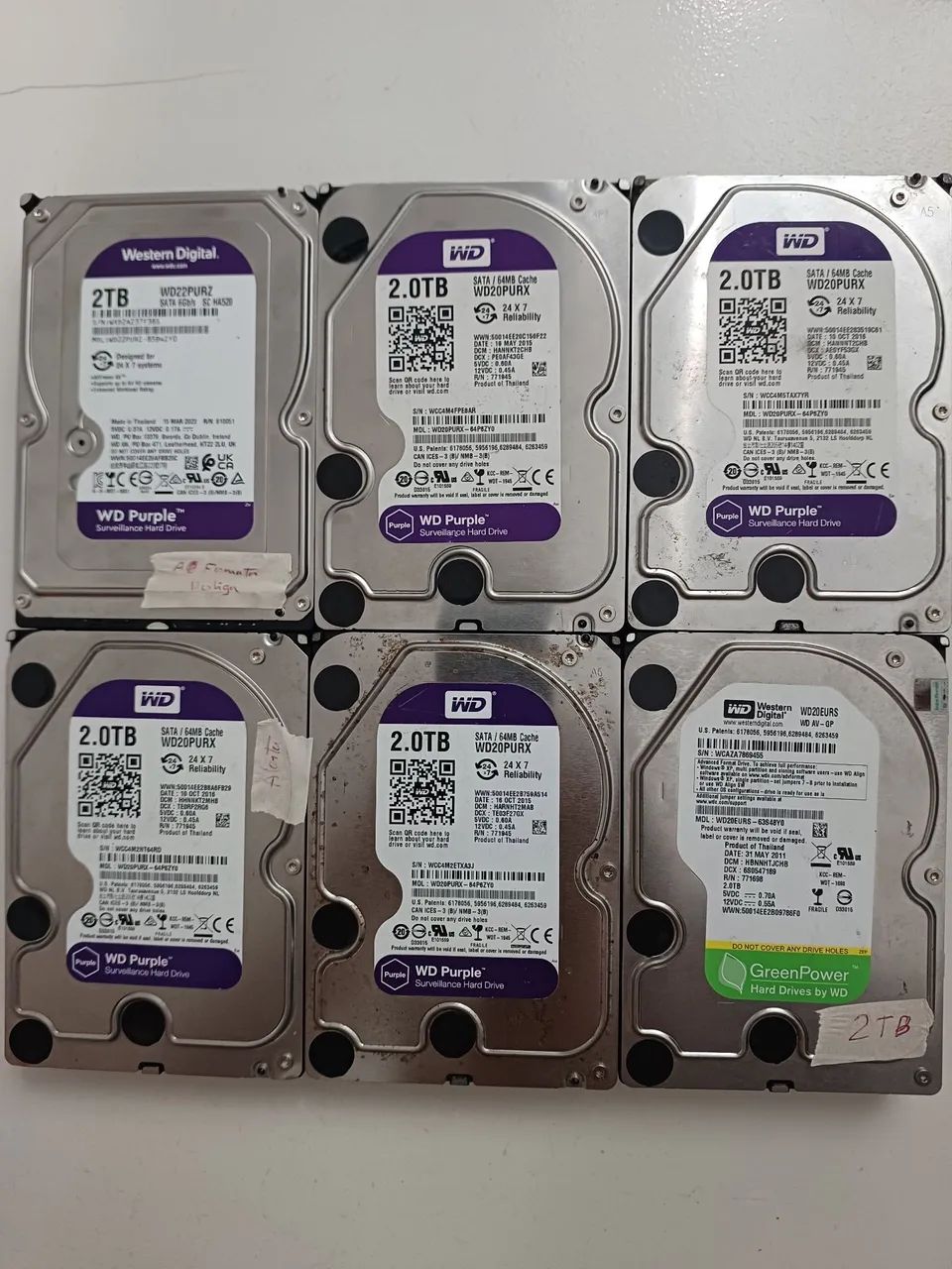 6 Hds 2TB WD Purple e Green defeito  - Foto 4