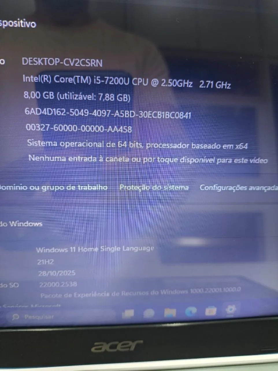 Notebook Acer Core i5 de 7° Geração Com SSD - Foto 4