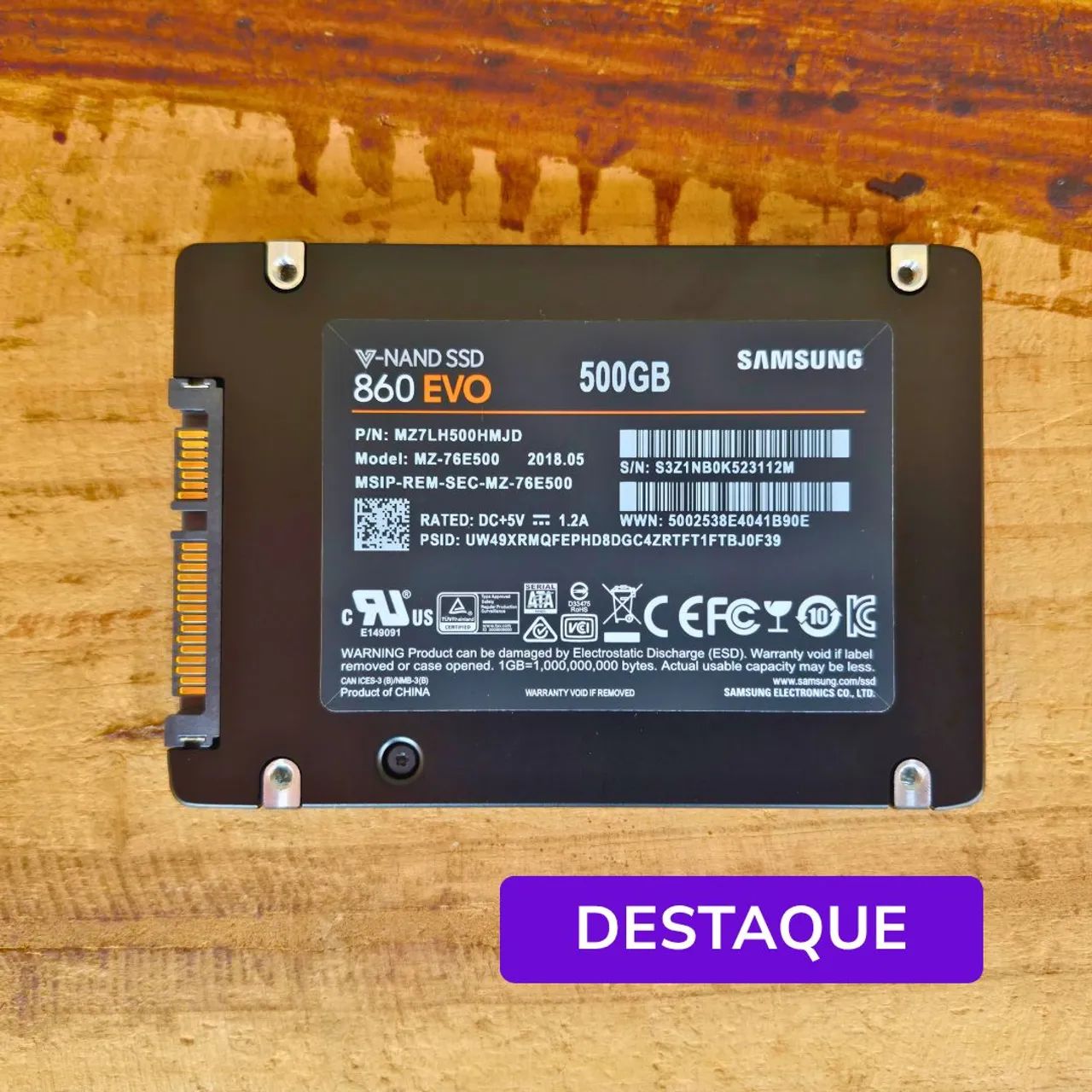 SSD Samsung 860 EVO 500GB SATA III 2.5 Polegadas MZ 76E500 V NAND