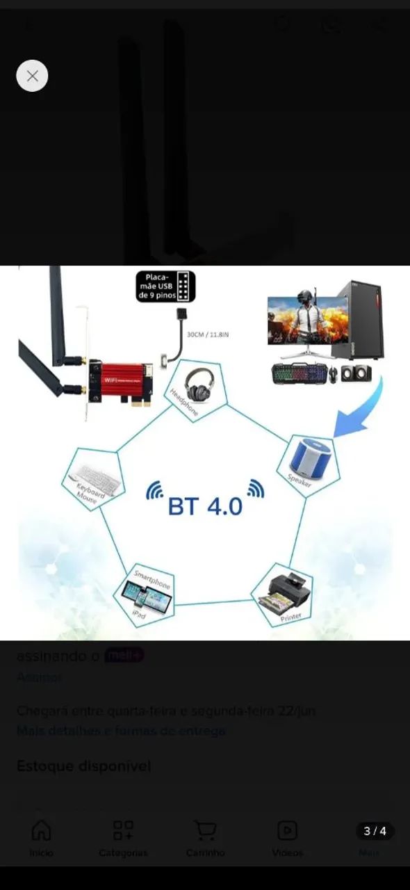 Placa Wi-fi Fenvi 1200mpbs 2.4/5ghz bluetooth  - Foto 2