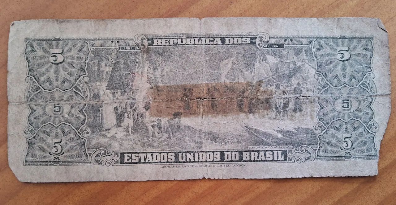 Cédula Usada de 5 Cruzeiros Barão do Rio Branco - Foto 3