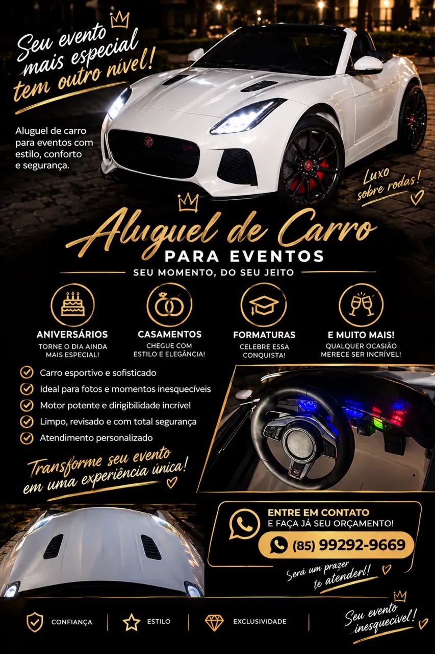 Carro elétrico infantil pro seu evento 