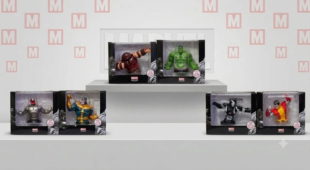 Lote Bustos Marvel Eaglemoss - Thanos, Hulk, Colossus, War Machine, Ultron e Fanatico