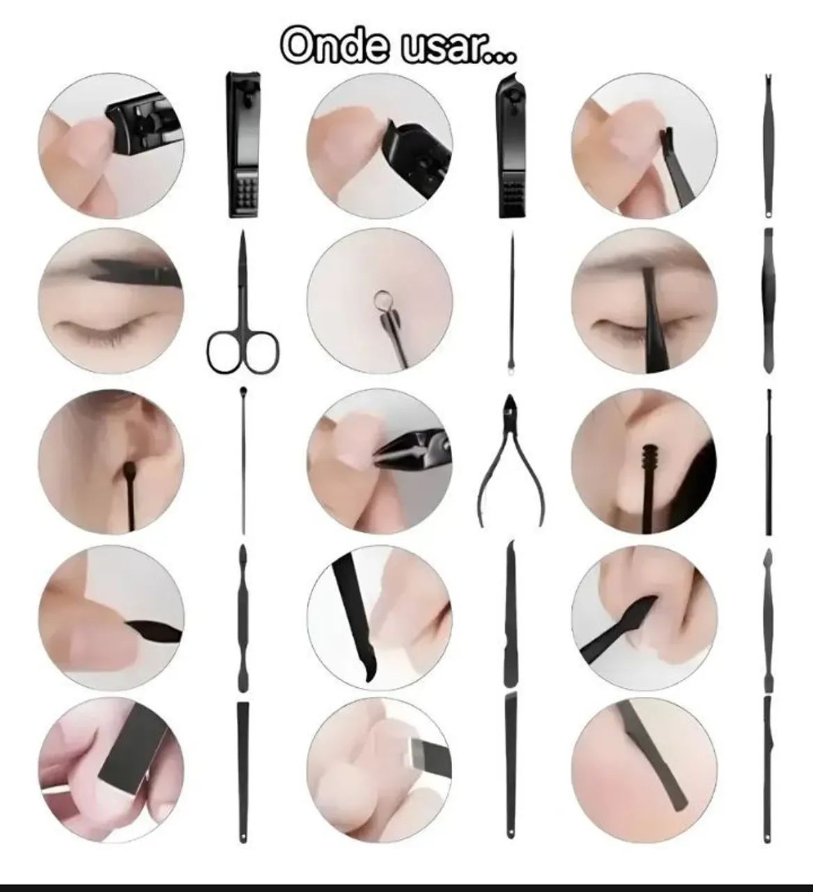 Kit Manicure e Pedicure com 16 peças em aço inoxidável azul. - Foto 3