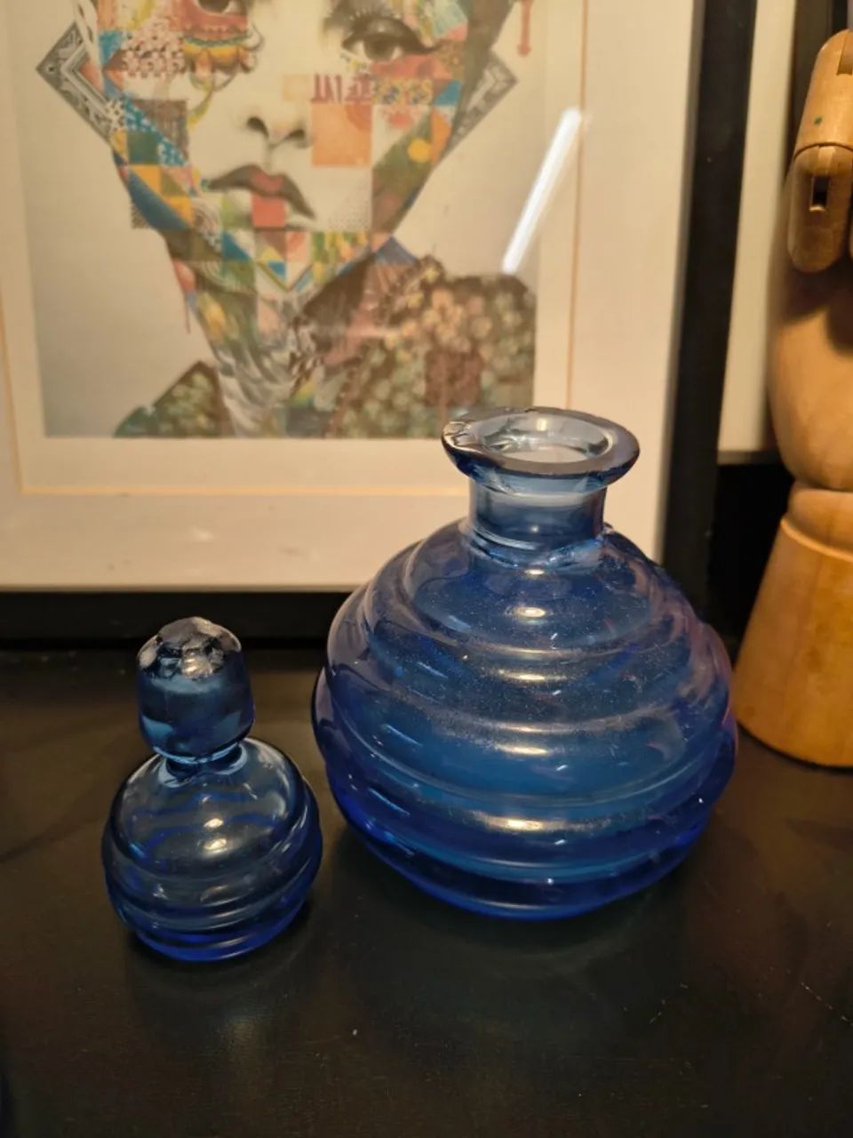 conjunto vintage de vidro azul - Foto 5