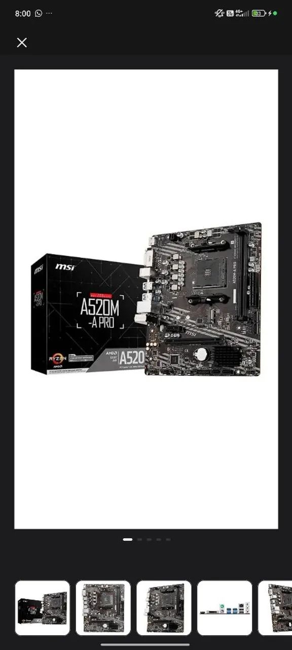 Placa mãe MSI A520M-A PRO Nova lacrada, e três Fans ARGB de brinde 