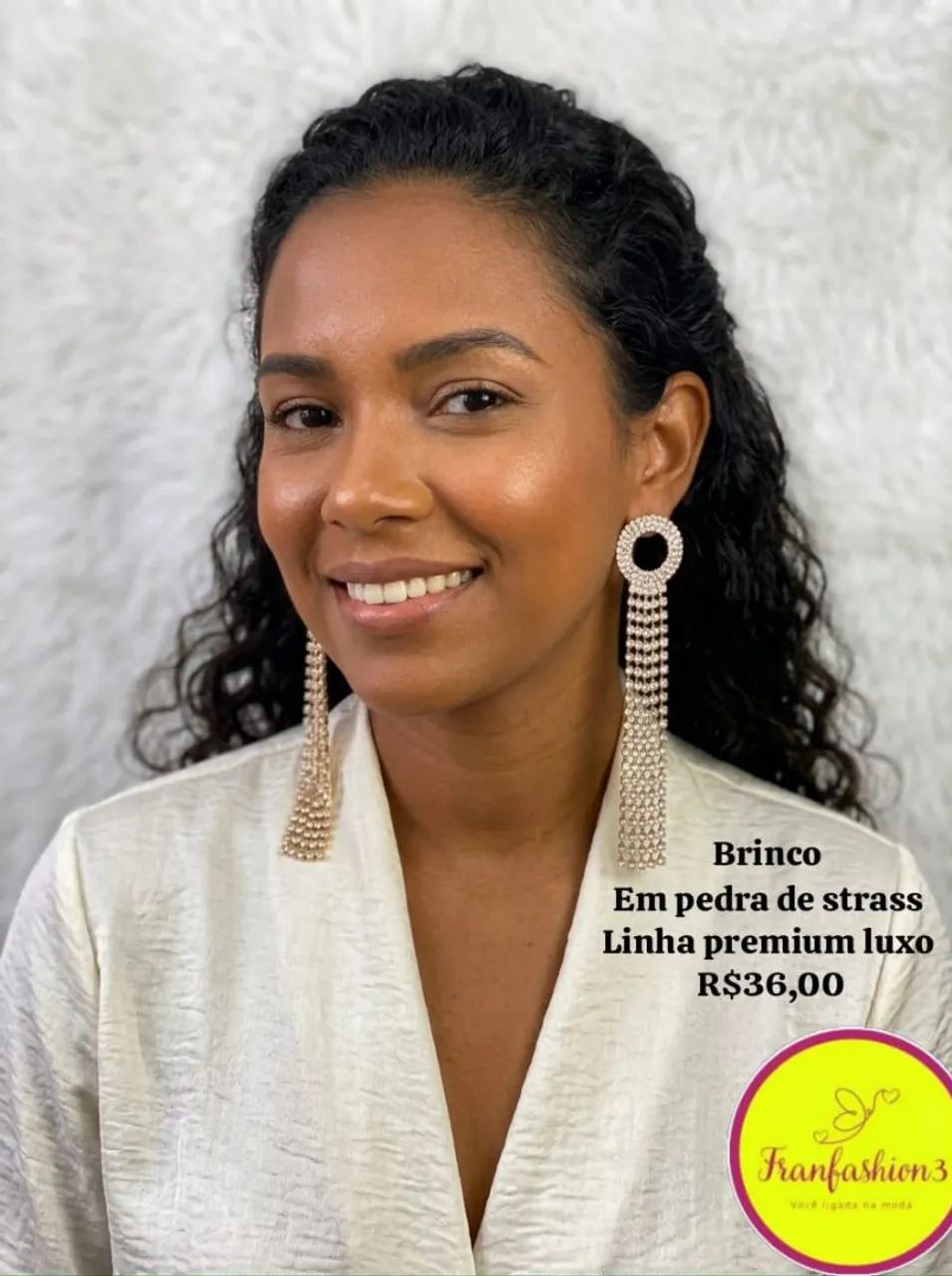 Brincos em Pedra de strass e linha luxo Premium - Foto 3