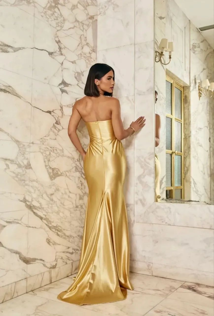 VESTIDO DE FESTA LONGO DOURADO - Foto 2