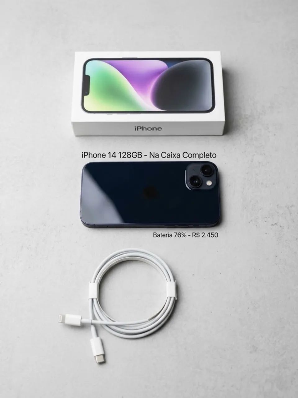 iPhone 14 128GB - Na Caixa + Carregador Original 