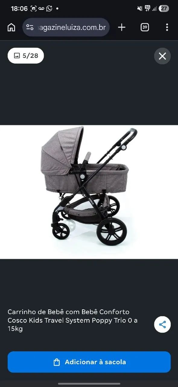 Carrinho de bebe completo com bebe conforto e moises