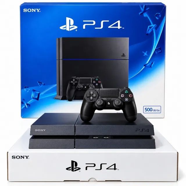 PS4 500GB Sony FAT + 1 Controle novo + 4 Jogos + Caixa - Completo