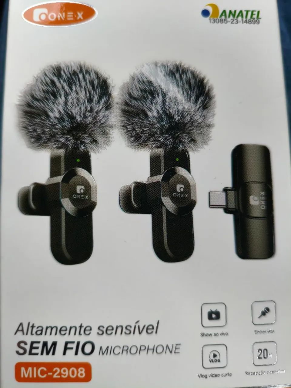 Microfone lapela para celular