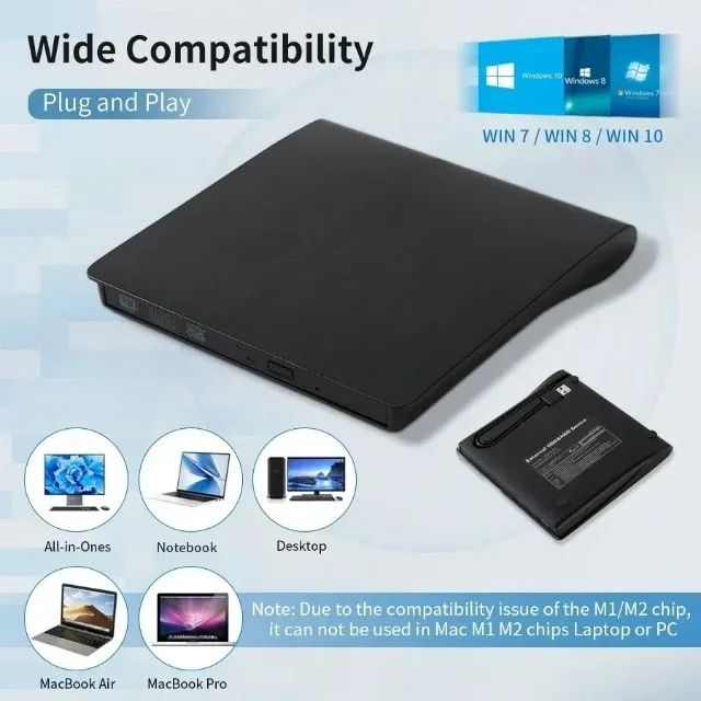 Leitor/Gravador DVD/CD EXterno Usb com defeito (aproveitamento de peças) - Foto 2