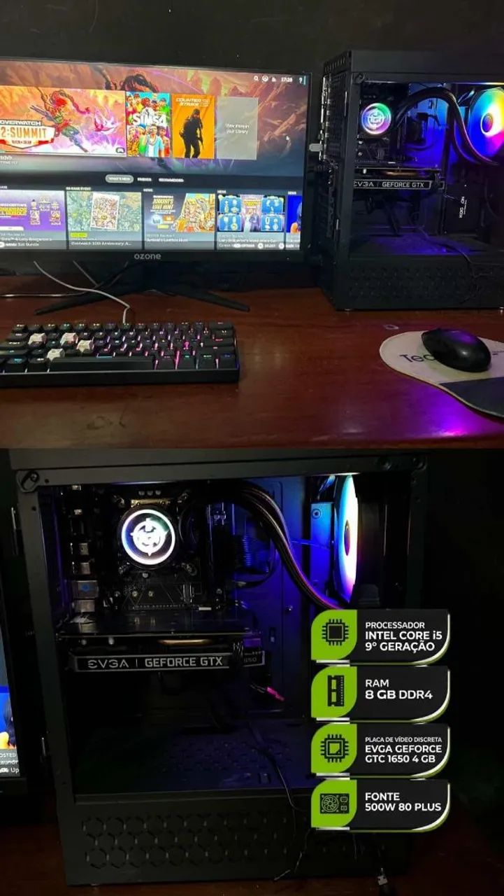 Pc Gamer Core I5-9400F GTX 1650 4Gb Memória DDR4 8Gb SSD 256Gb