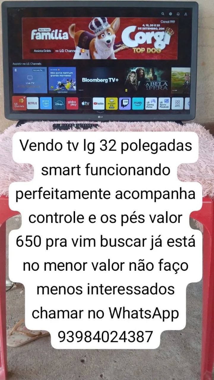 Vendo tv lg 32 polegadas smart funcionando perfeitamente valor 550 Zap *87