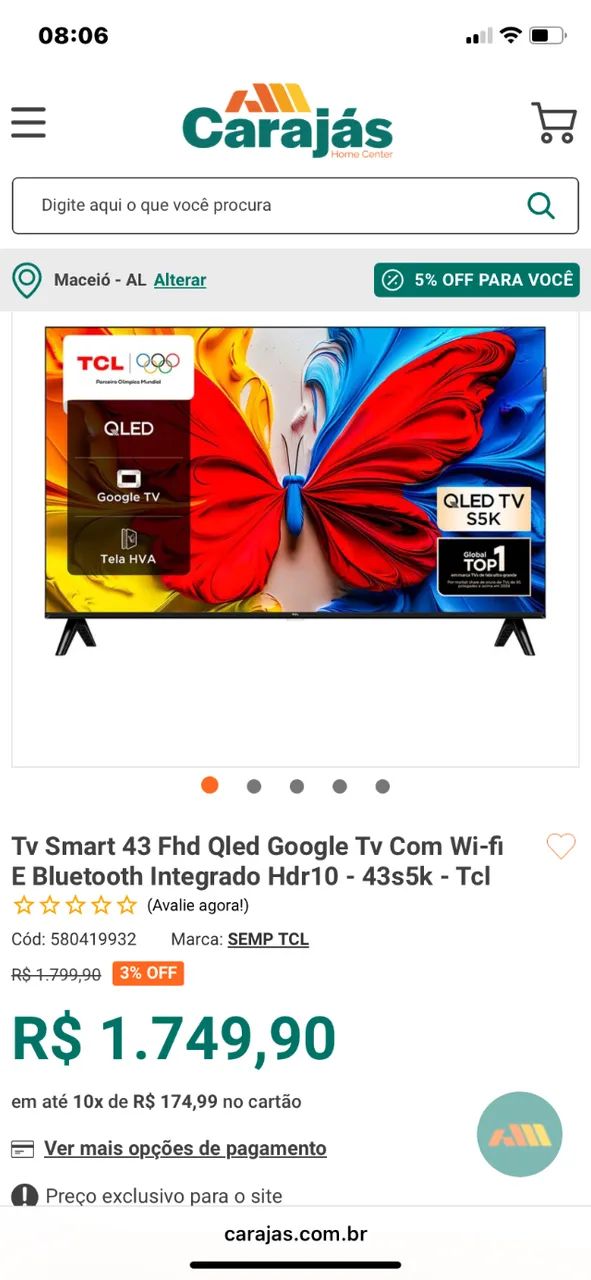 Smart tv TCL 43 polegadas Qled - Foto 3