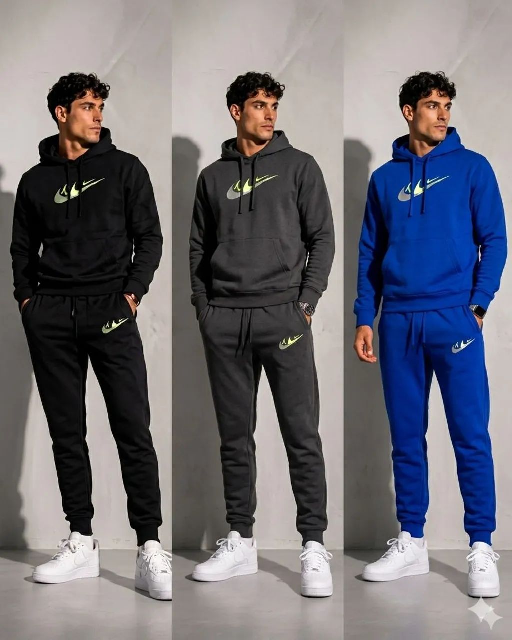 Conjunto moletom masculino Nike , preto,azul, chumbo 
