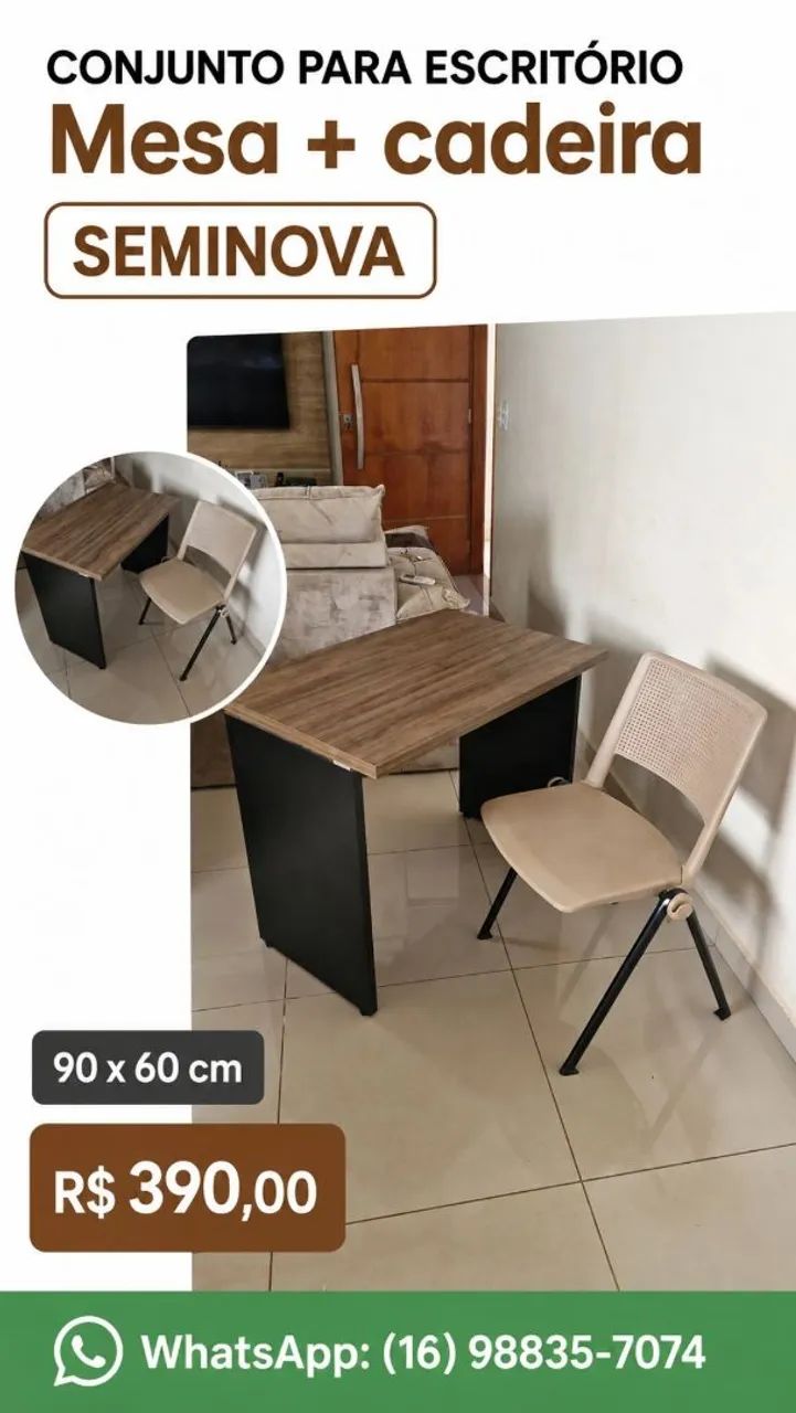 Mesa e cadeira de escritório 