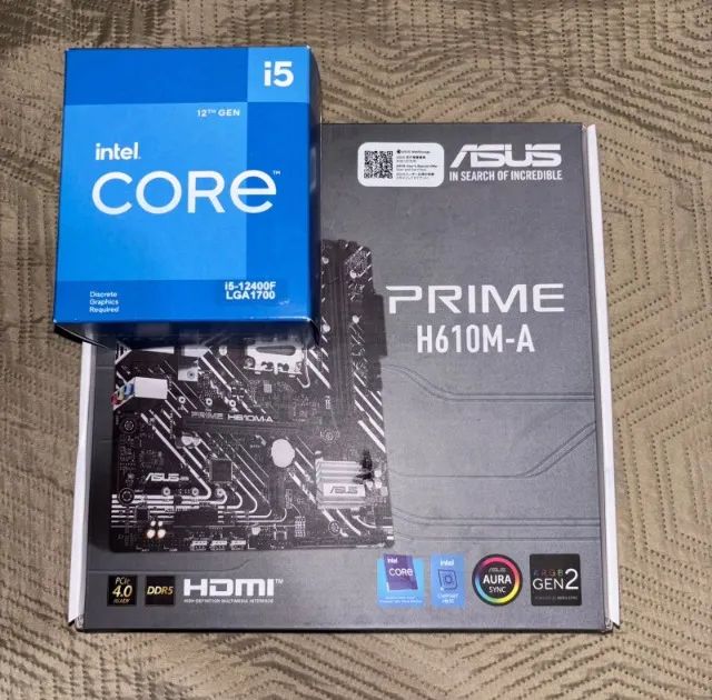 PLACA MÃE H610M DDR5 E I5 12400F