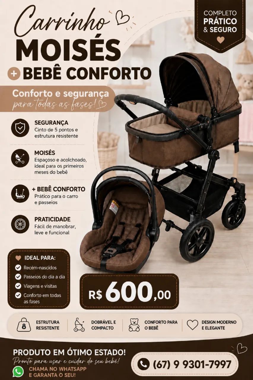 Carrinho Moisés+ bebe conforto 