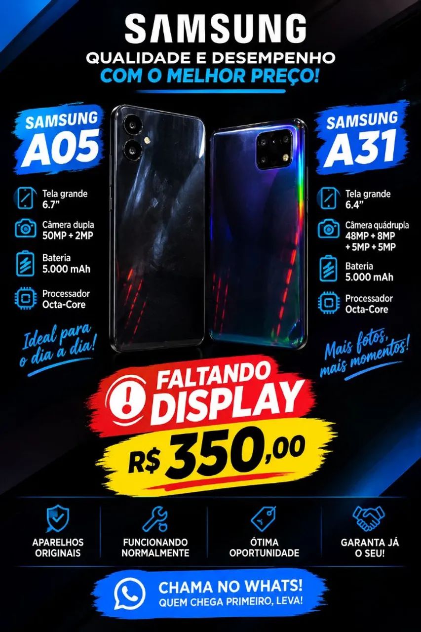 Samsung a05 Samsung a31 faltando display 