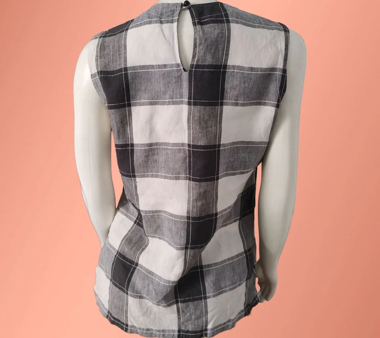 Blusa de linho xadrez - Foto 4