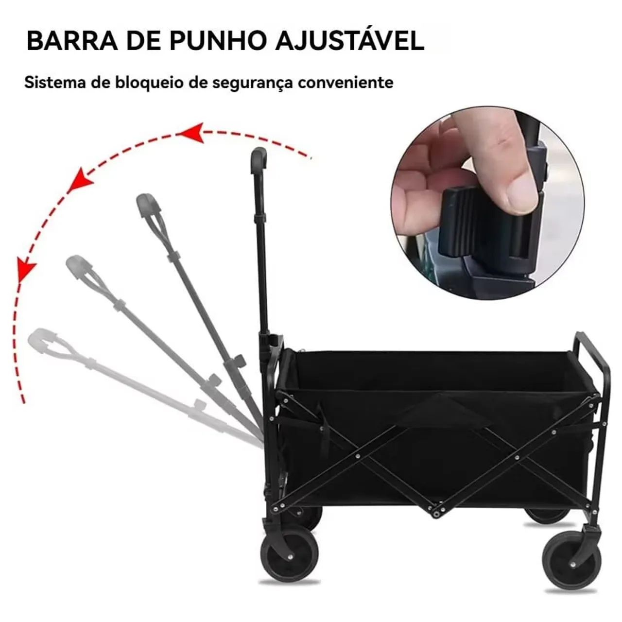 Carrinho de Carga Dobrável 100kg Reforçado com Rodas 360° Multiuso - Foto 4