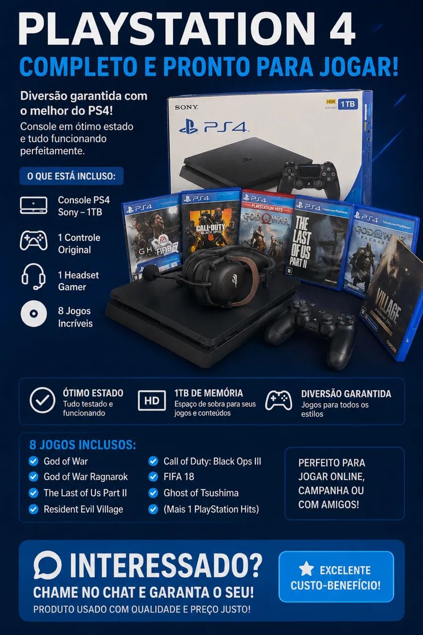 PLAYSTATION 4 COMPLETO E PRONTO PARA JOGAR! - Foto 2