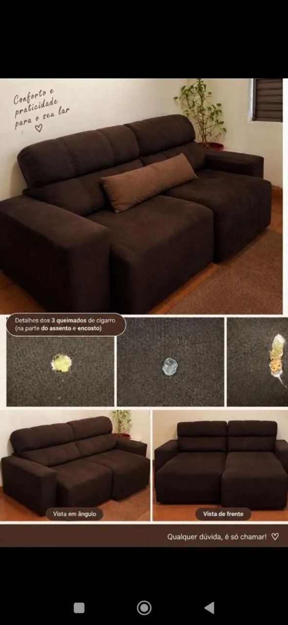 SOFA RECLINÁVEL MARROM 3 LUGARES  - Foto 4