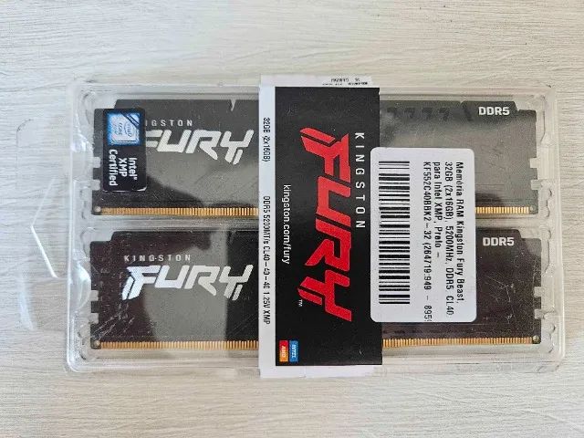 Memória RAM Kingston Fury Beast, 32GB (2x16GB), 5200MHz, DDR5, CL40, Preto