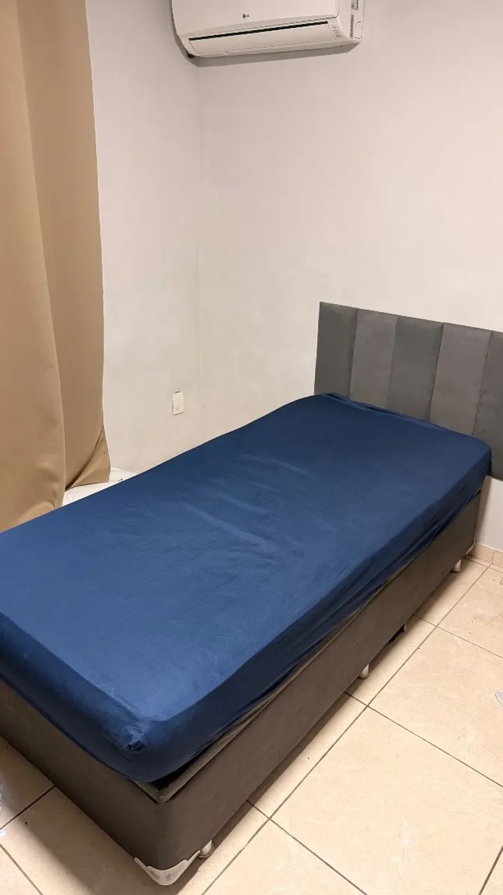 Cama de solteiro completa com baú 