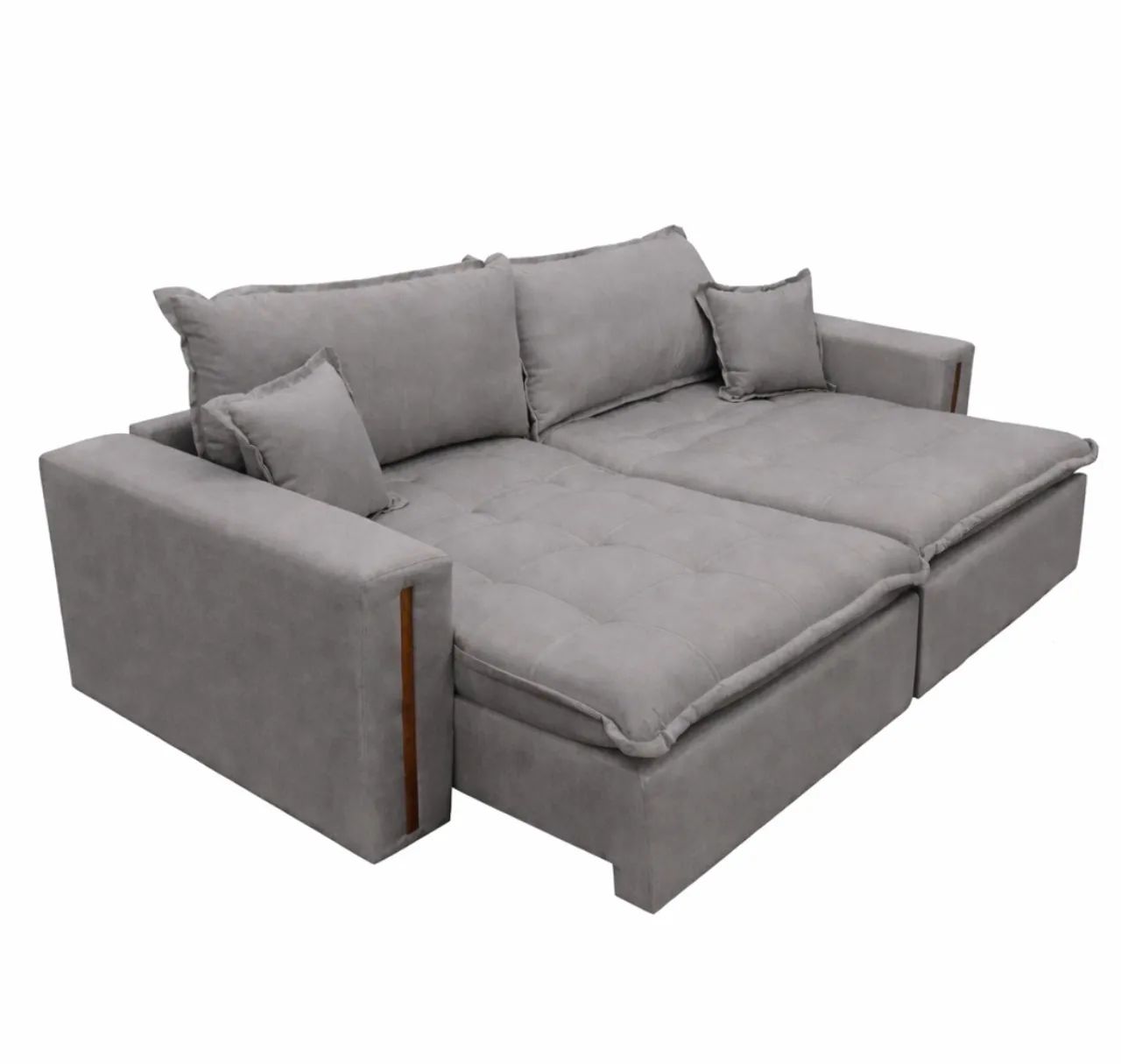 Sofá Cama em Linho  Retrátil e Reclinável 240cm p876 - Foto 2