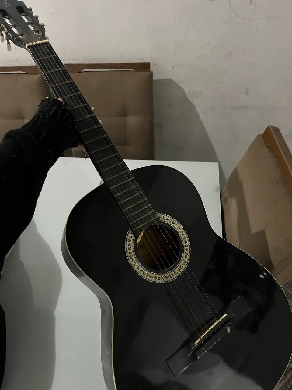 Violão preto + capa 