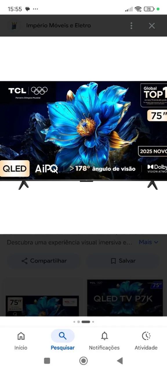 Tv75 polegadas TCL 75p7k