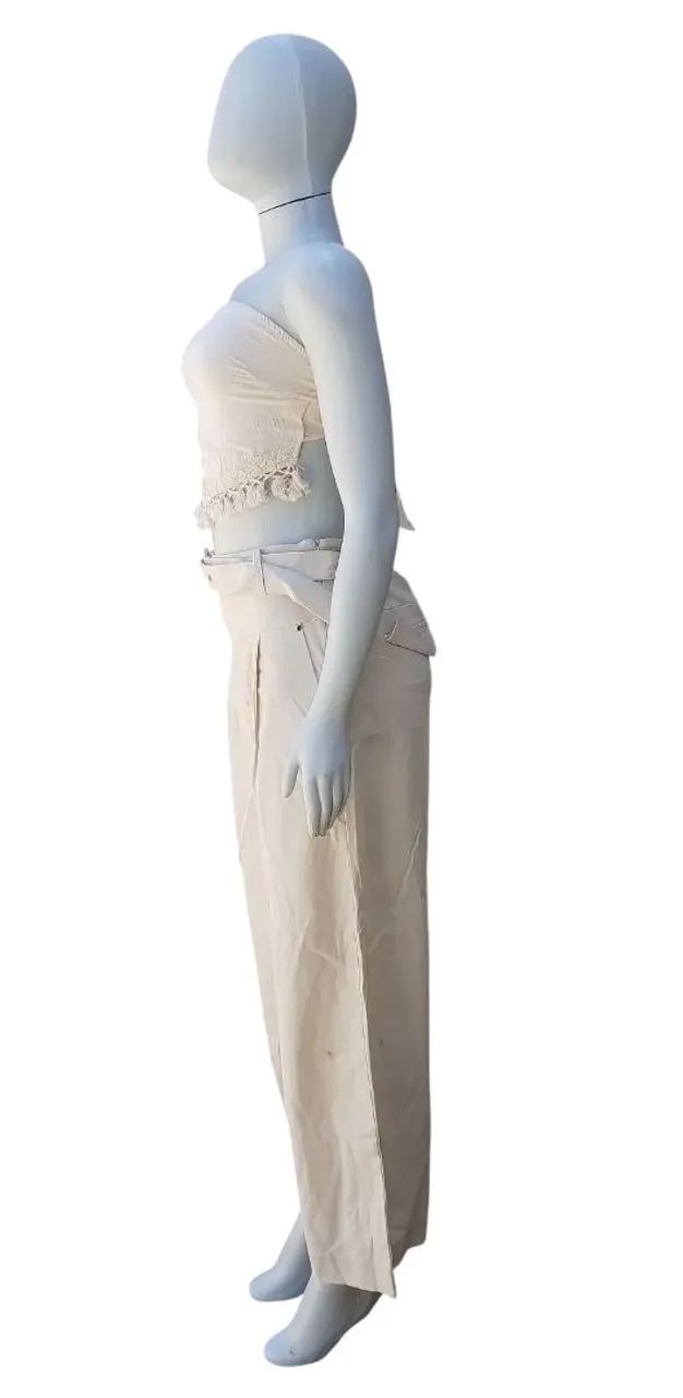 Conjunto Bege Cropped + Calça Bege M - Foto 5