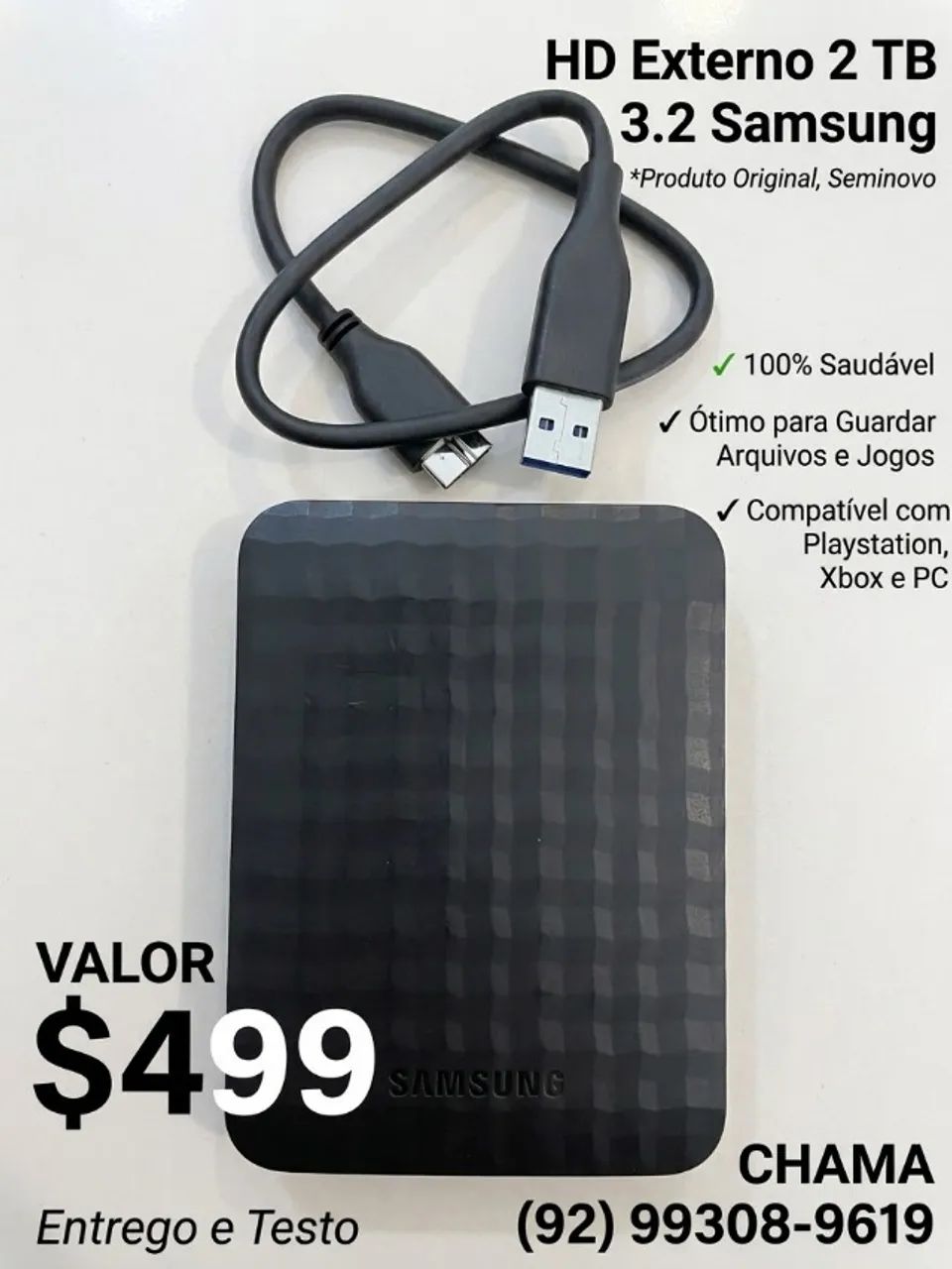 Hd externo 2 tera bytes otimo para jogos 