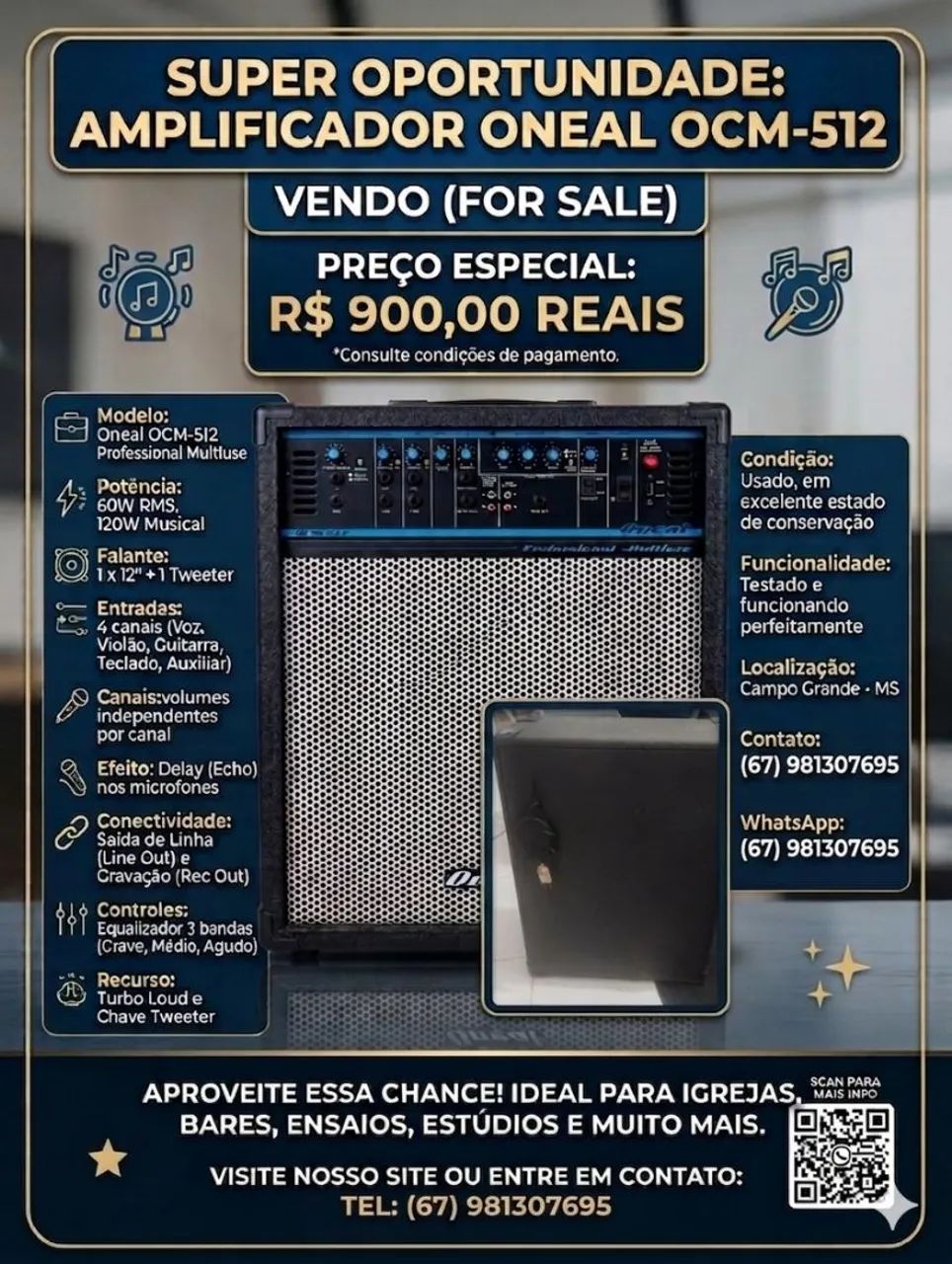 Caixa amplificada O'neal OCM 520 - Foto 5