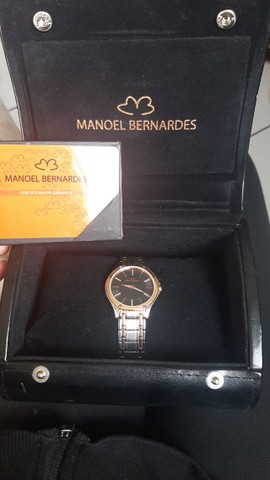 Relógio Manoel bernardes de aço inox e rosé, 30mm e pulseira de aço inox e rosé