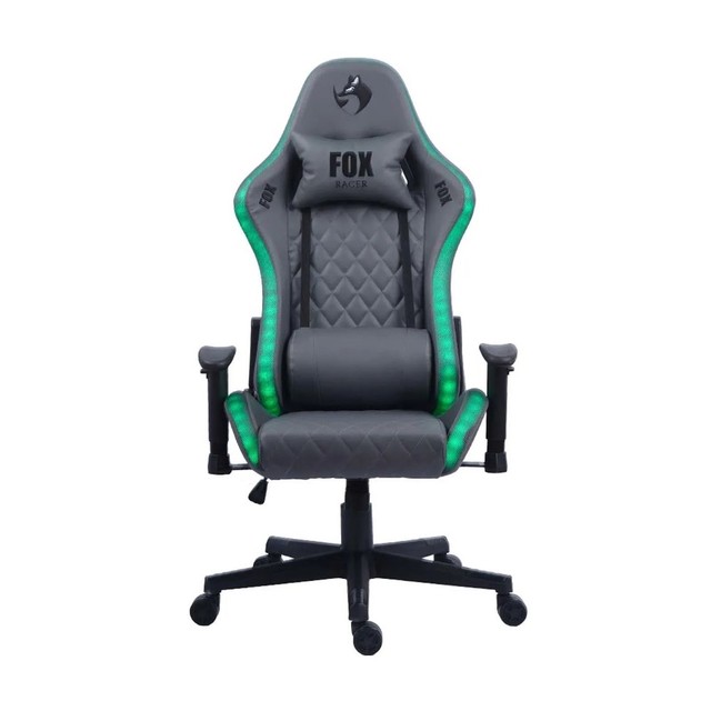 Cadeira Gamer Fox Racer RGB - Cinza com Iluminação - NOVA LACRADA / LOJA FÍSICA